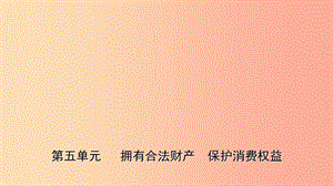 山東省東營(yíng)市2019年中考道德與法治總復(fù)習(xí) 八上 第五單元 擁有合法財(cái)產(chǎn) 保護(hù)消費(fèi)權(quán)益課件.ppt