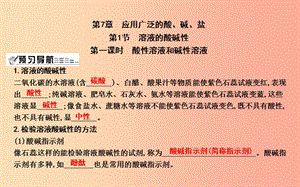 九年級化學(xué)下冊 第7章 應(yīng)用廣泛的酸、堿、鹽 第1節(jié) 溶液的酸堿性 第1課時 酸性溶液和堿性溶液課件 滬教版.ppt
