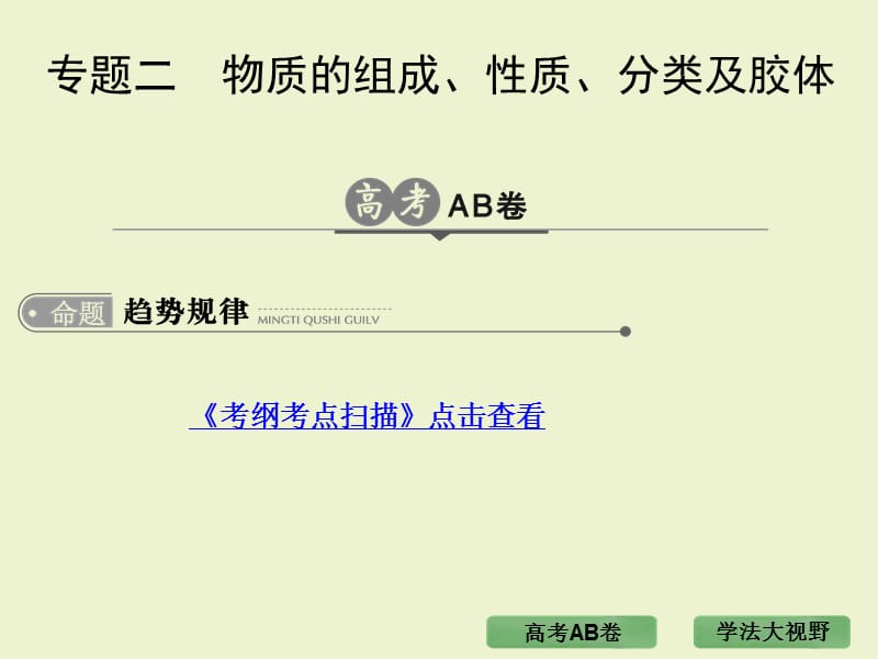 高三专题复习物质的组成、性质分类以及胶体.ppt_第1页