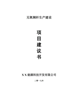 無氧銅桿生產(chǎn)項目建議書-可編輯案例