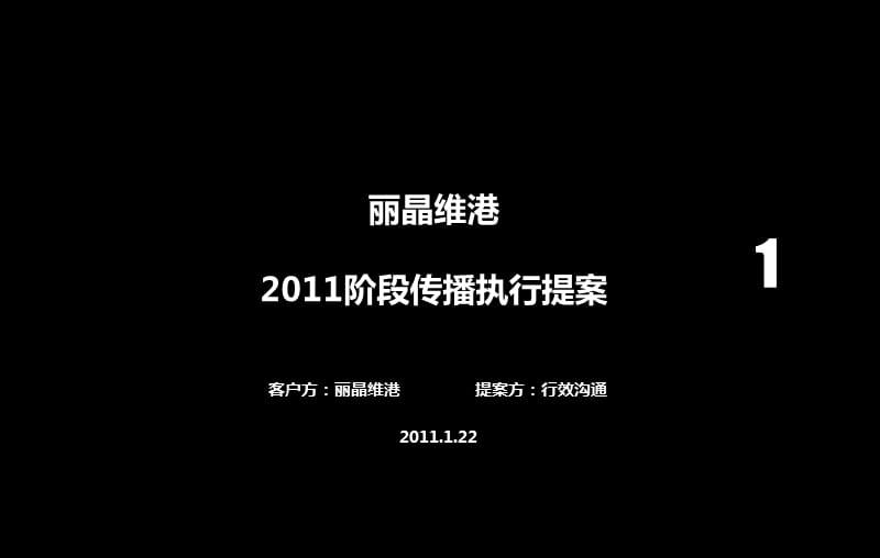 丽晶维港楼盘开盘前执行策划案.ppt_第1页