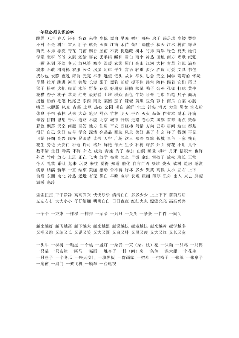 一年级必须认识的字大全.doc_第1页