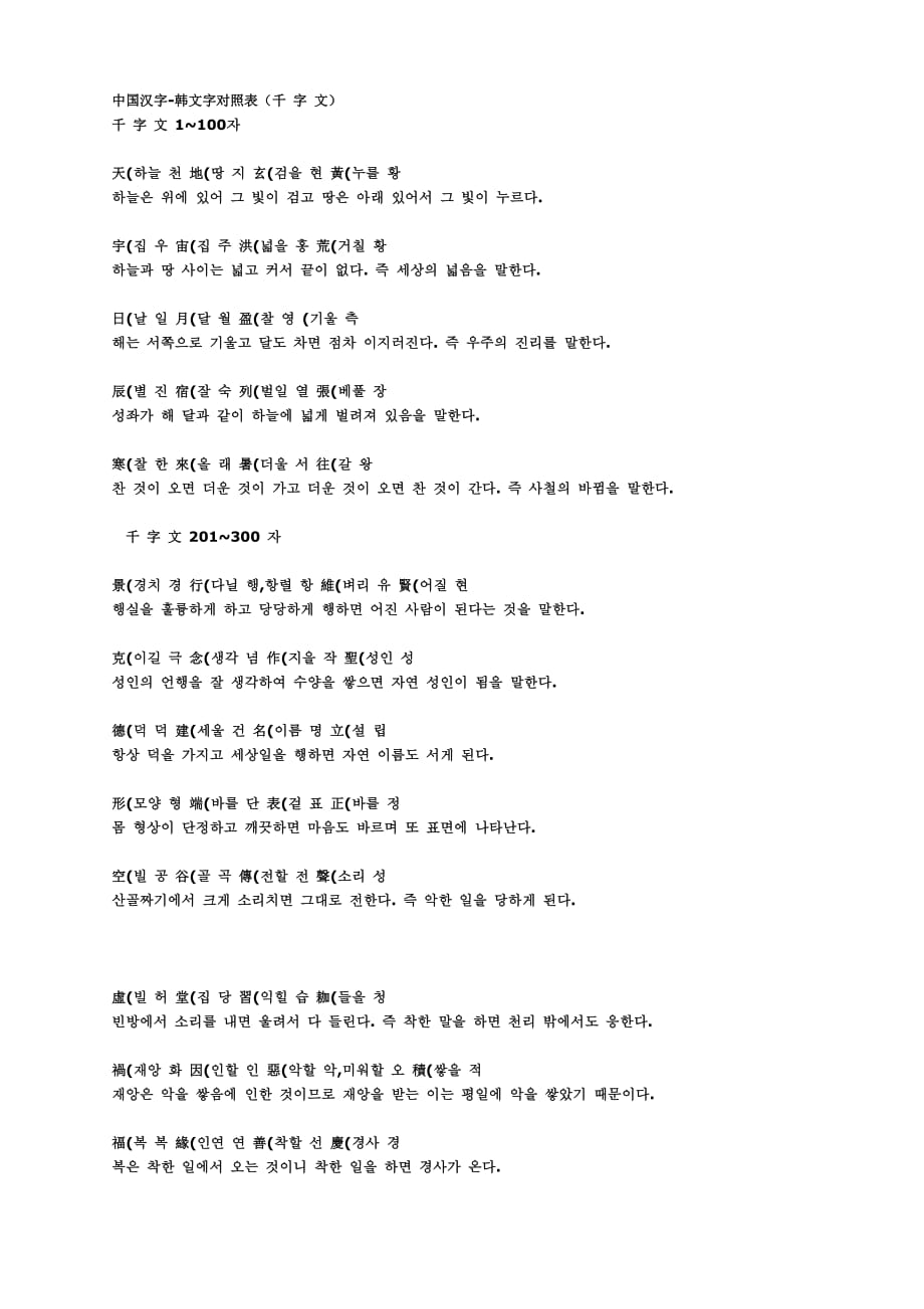 中国汉字-韩文字对照表千字文.doc_第1页