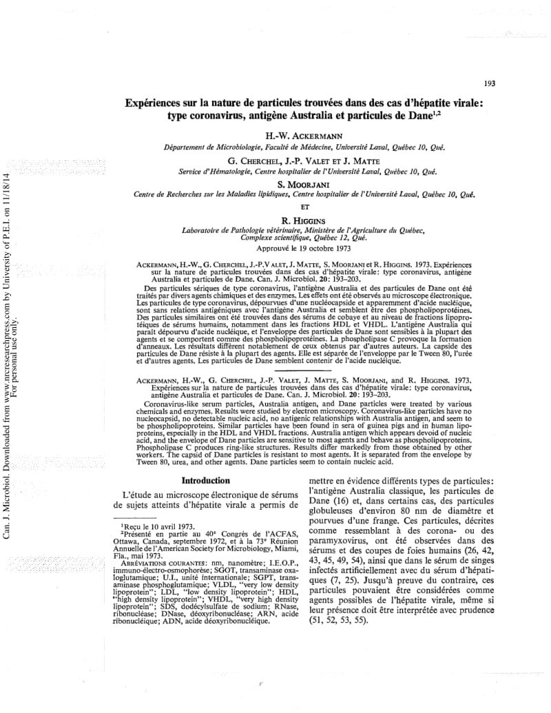 【病毒外文文獻(xiàn)】1974 Exp_riences sur la nature de particules trouv_es dans des cas d_h_patite virale_ type coronavirus, antig_ne Austral