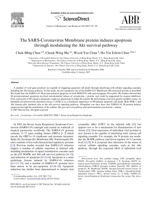 【病毒外文文獻(xiàn)】2007 The SARS-Coronavirus Membrane protein induces apoptosis through modulating the Akt survival pathway