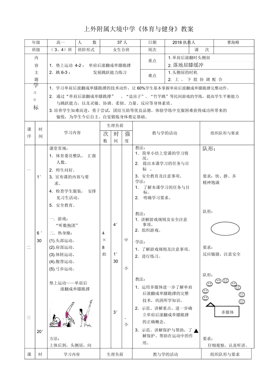 单肩后滚翻成单膝跪撑平衡(女)_第1页