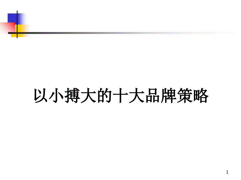 以小博大的十大品牌策略(PPT30)_第1页
