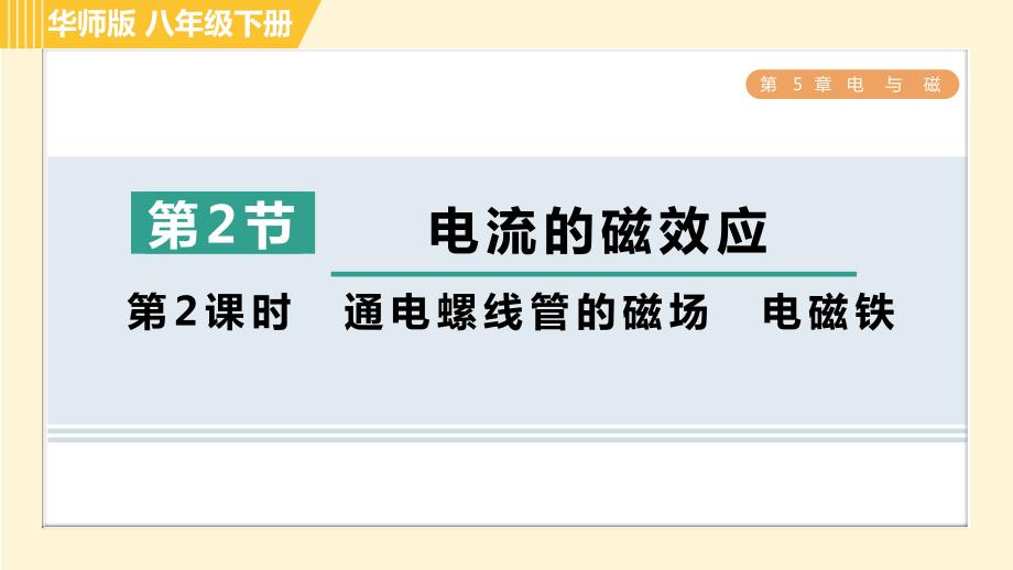 华师版八年级下册科学 第5章 5.2.2通电螺线管的磁场　电磁铁 习题课件_第1页