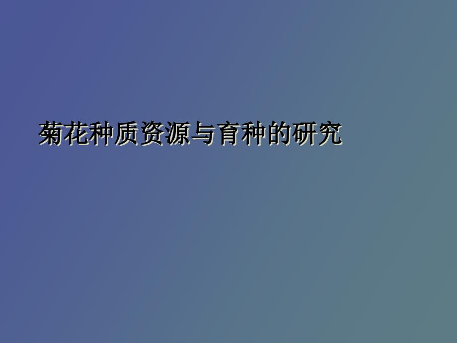 菊花种质资源与育种的研究_第1页