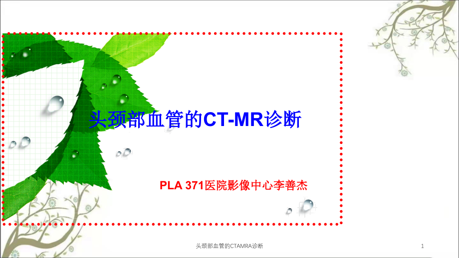头颈部血管的CTAMRA诊断ppt课件_第1页
