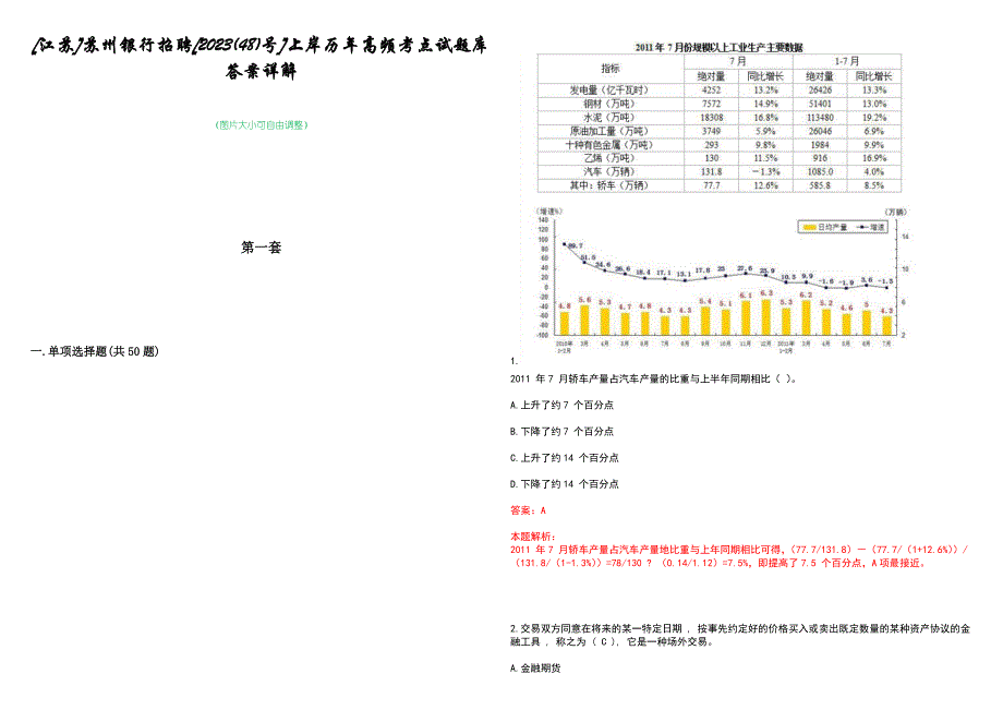 [江苏]苏州银行招聘[2023(48)号]上岸历年高频考点试题库答案详解_第1页