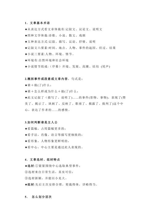 初中語(yǔ)文現(xiàn)代文閱讀35種題型