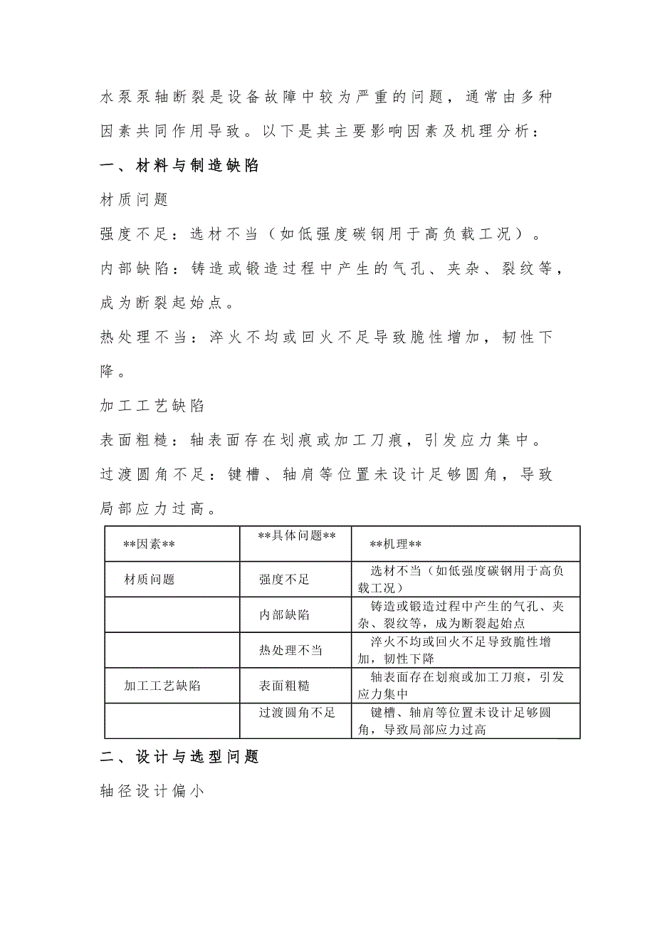 水泵泵轴断裂的主要因素_第1页