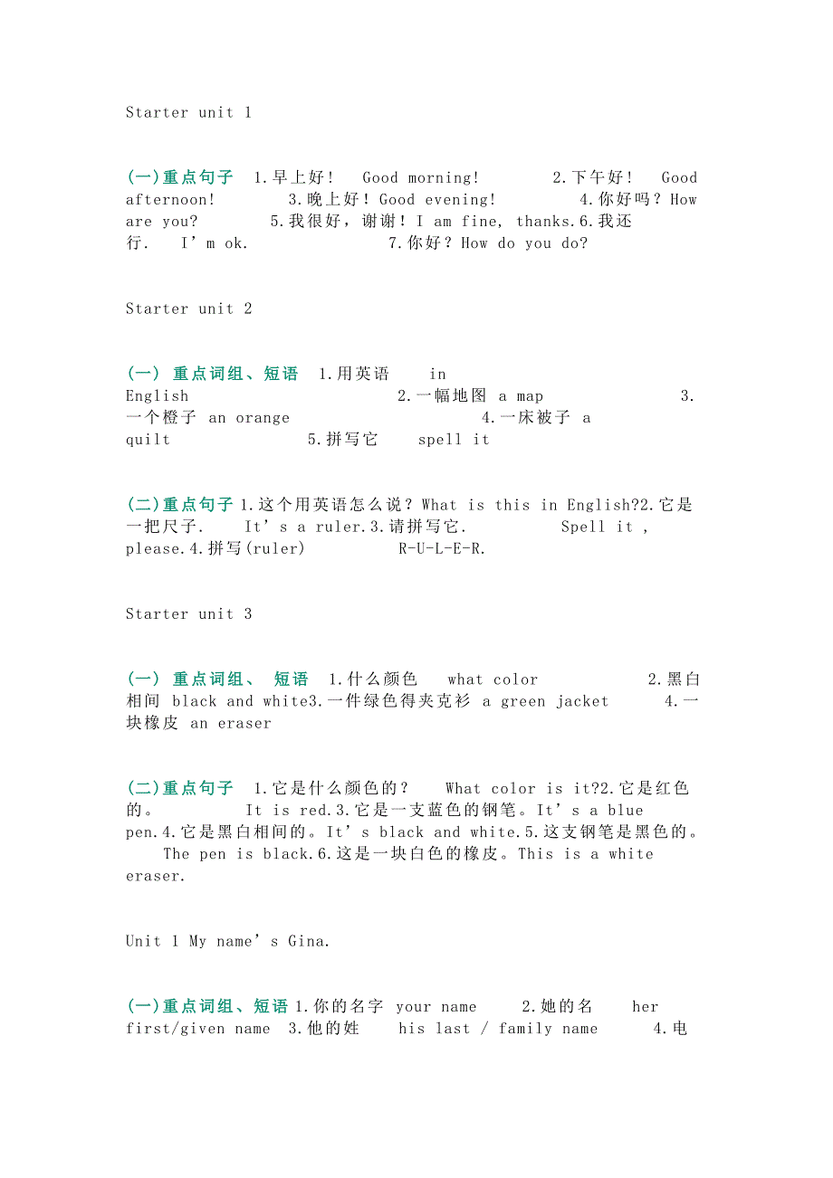 初中英语重点词组、短语和句子_第1页