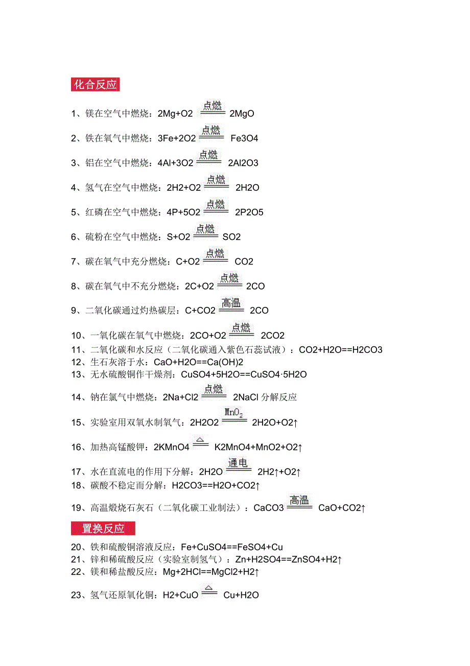 初中化学所有方程式总结_第1页