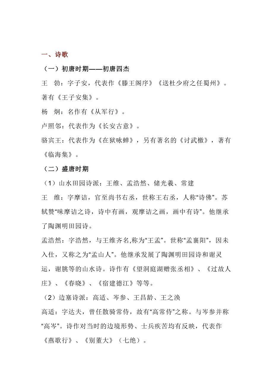 高中语文古代文学常识：唐代篇_第1页