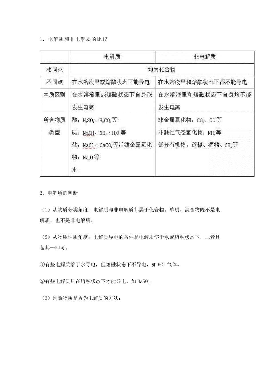 高中化学电解质与非电解质的比较与判断_第1页